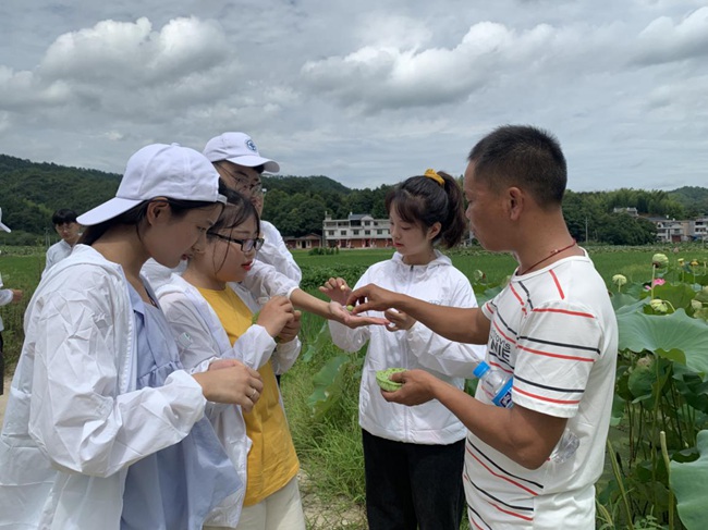 隊(duì)員參觀蓮子生產(chǎn)基地。福建船政交通職業(yè)學(xué)院供圖